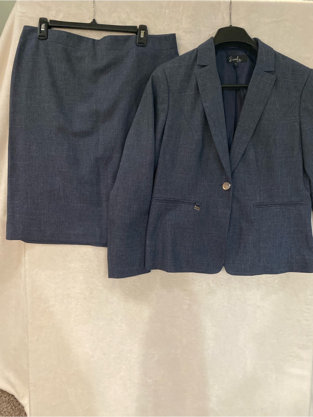 Navy Women's Blazer and Skirt Suit Set